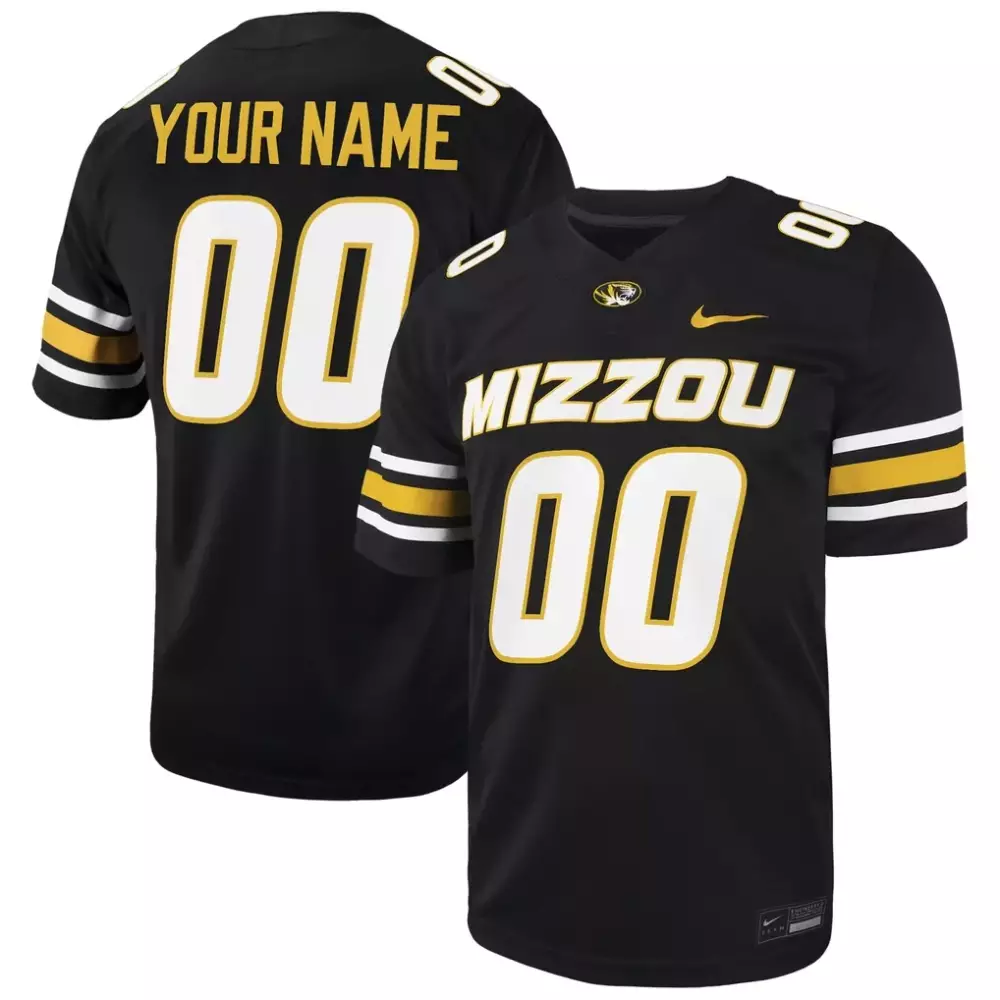 Custom Missouri Tigers Jersey Black Men Replica Gold White Game