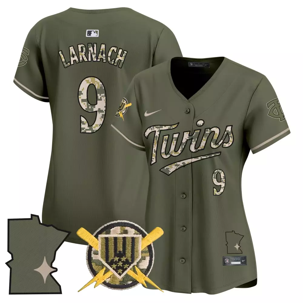 Trevor Larnach 9 Minnesota Twins Jersey Olive Green City Connect Outline Team Men