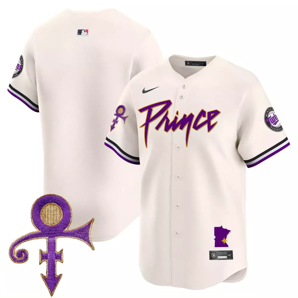 Prince Minnesota Twins Jersey White Symbol State Outline Men Authentic Custom Design