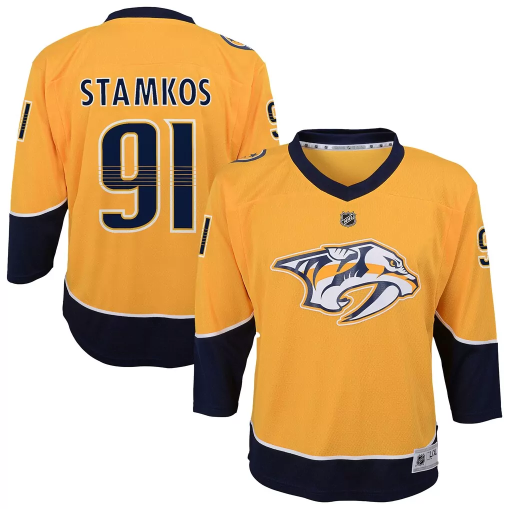 Steven Stamkos 91 Jersey Gold Nashville Predators Men Replica Alternate Navy Blue