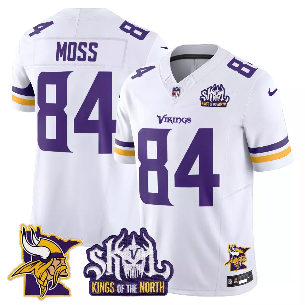Randy Moss 84 Minnesota Vikings Jersey White Kings Of The North Men Stitched Alternate