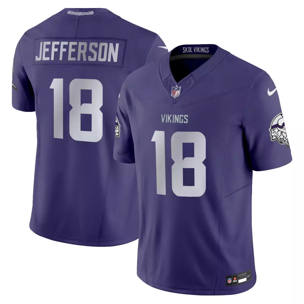Justin Jefferson 18 Jersey Purple Minnesota Vikings Men Stitched White Silver All
