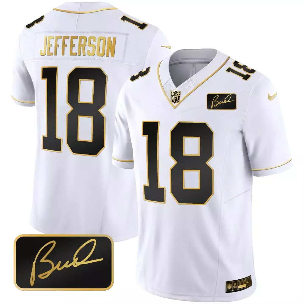 Justin Jefferson 18 Jersey White Gothic New Orleans Saints Men Stitched Alternate