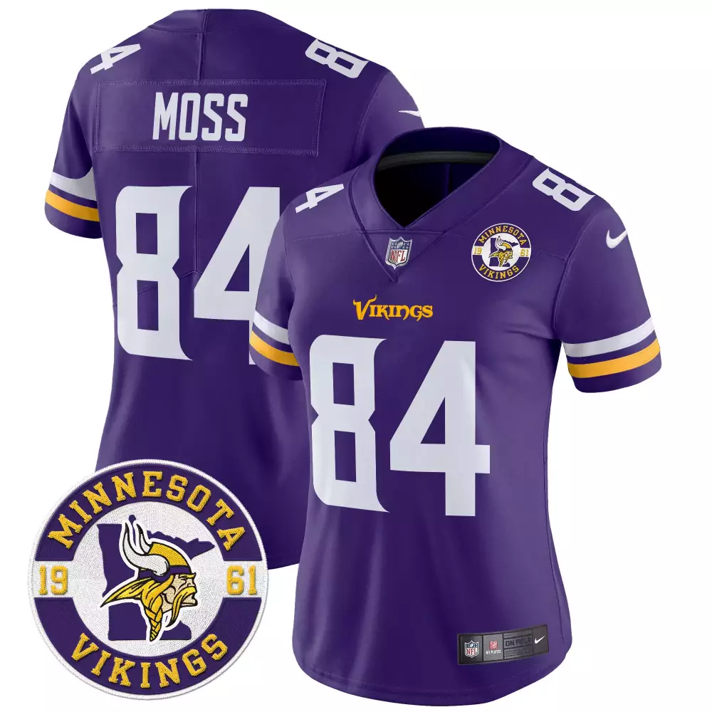 Randy Moss 84 Minnesota Vikings Jersey Purple Men Unknown Gold White Vapor Limited
