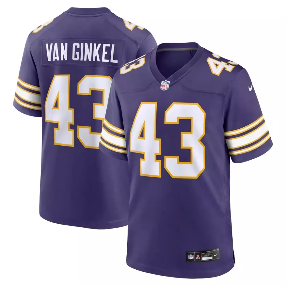Andrew Van 43 Minnesota Vikings Jersey Purple Men Stitched Gold White Alternate Game