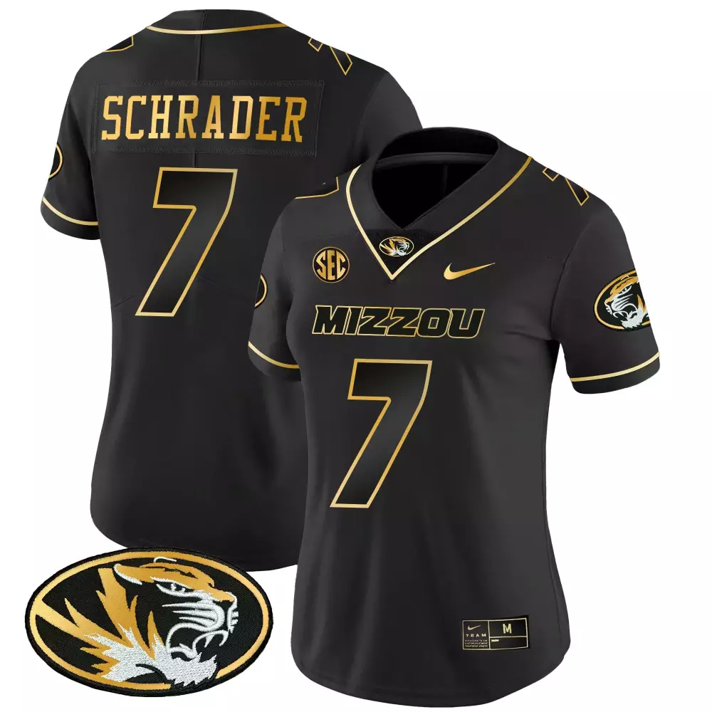 Cody Schrader 7 Missouri Tigers Jersey Black Women Stitched Gold Vapor All