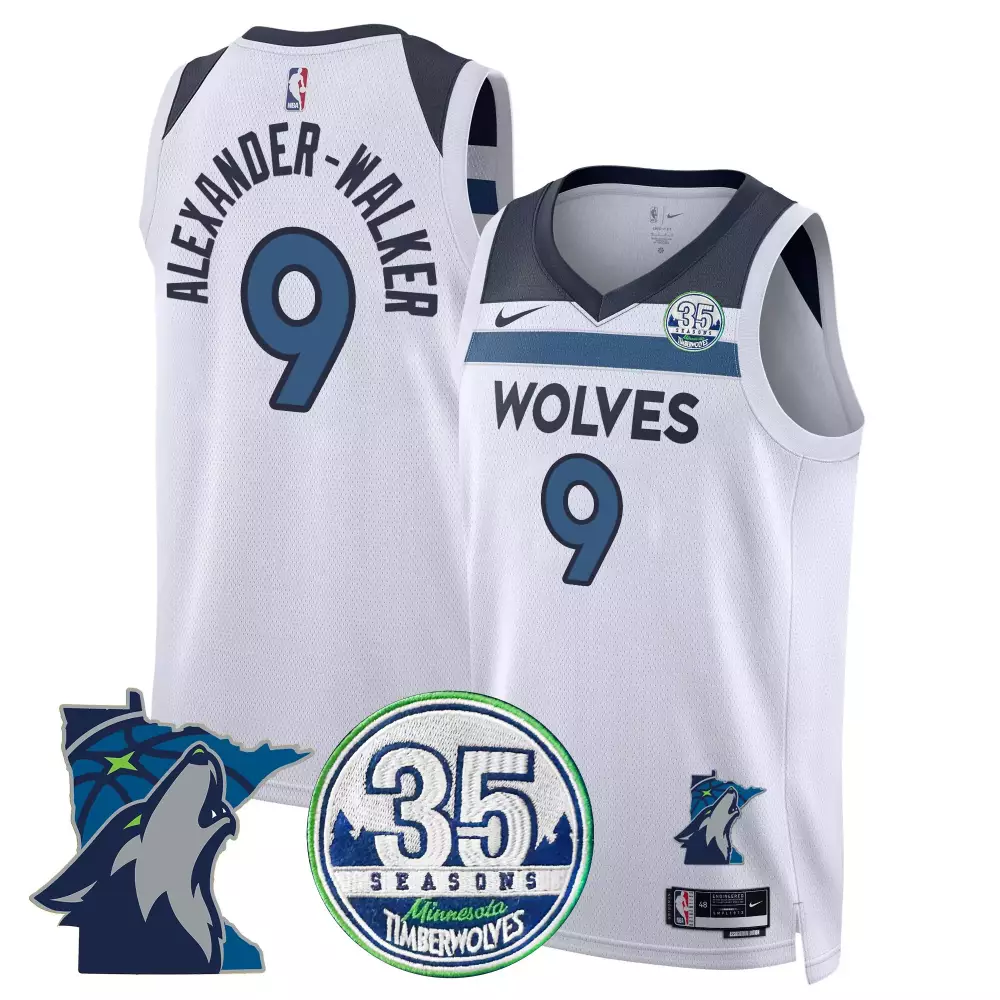 Nickeil Alexanderwalker 9 Jersey White Minnesota Timberwolves 35th Anniversary Men