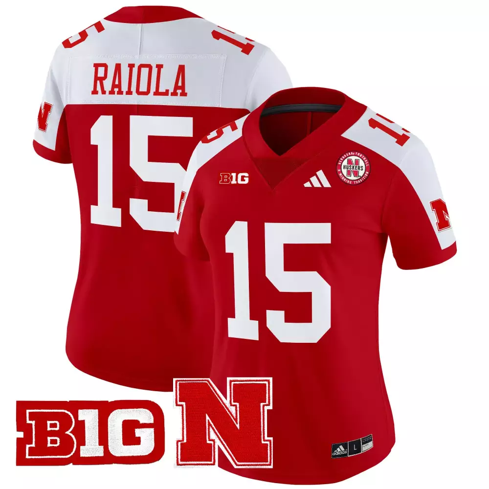 Dylan Raiola 15 Jersey Red Nebraska Cornhuskers Big Ten Women Replica White Vapor
