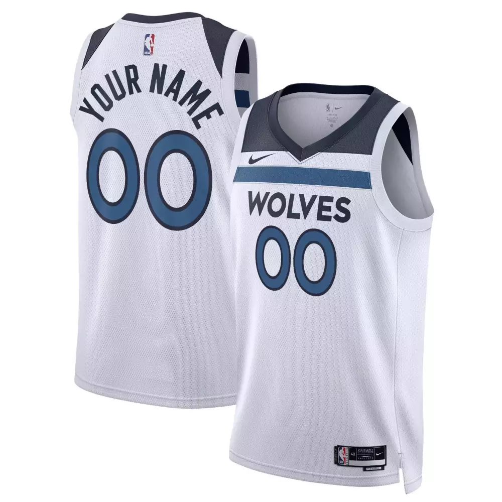 Custom Minnesota Timberwolves Jersey White Men Authentic Alternate Navy Grey Swingman