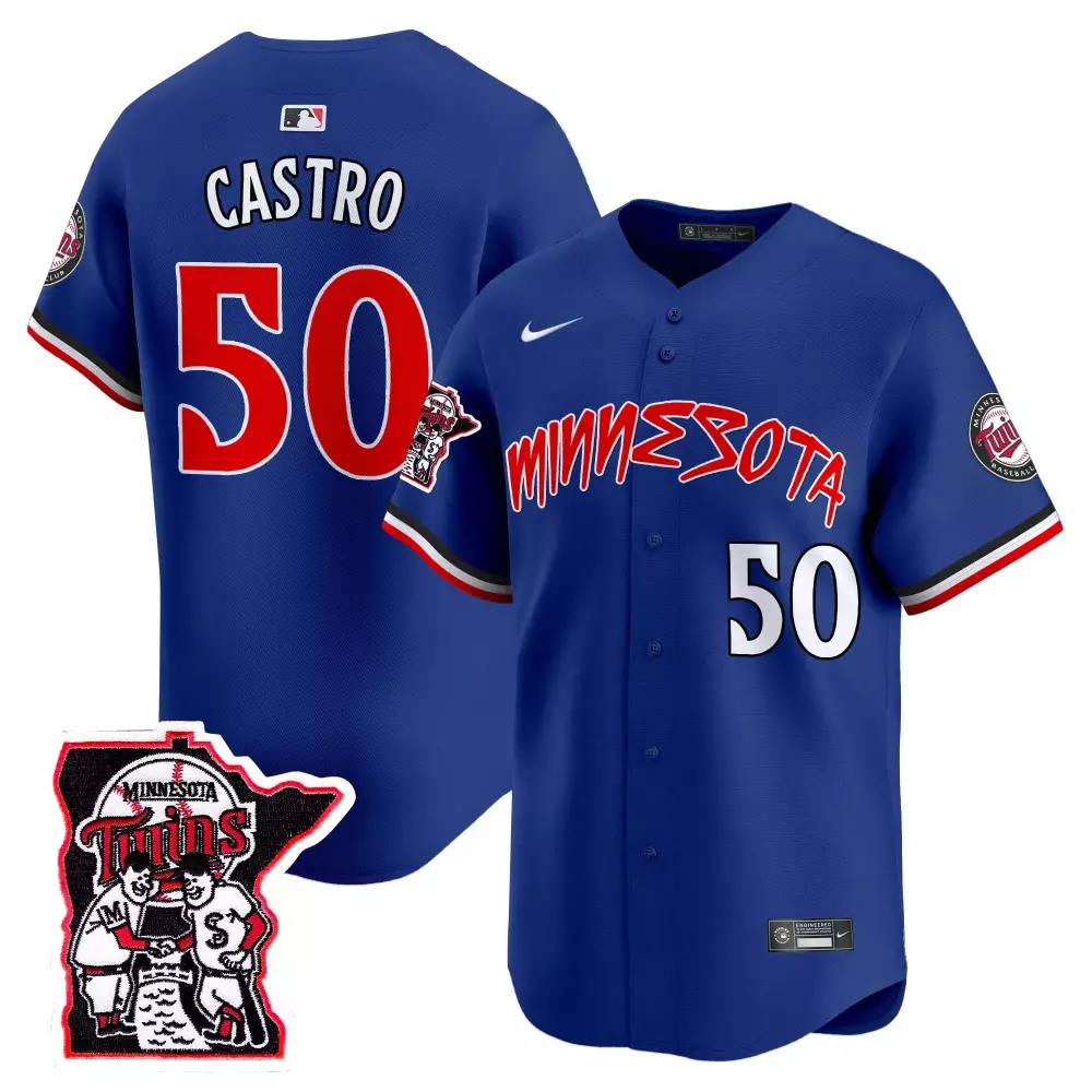 Willi Castro 50 Minnesota Twins Jersey Blue Team Men Authentic Red White Vapor Premier