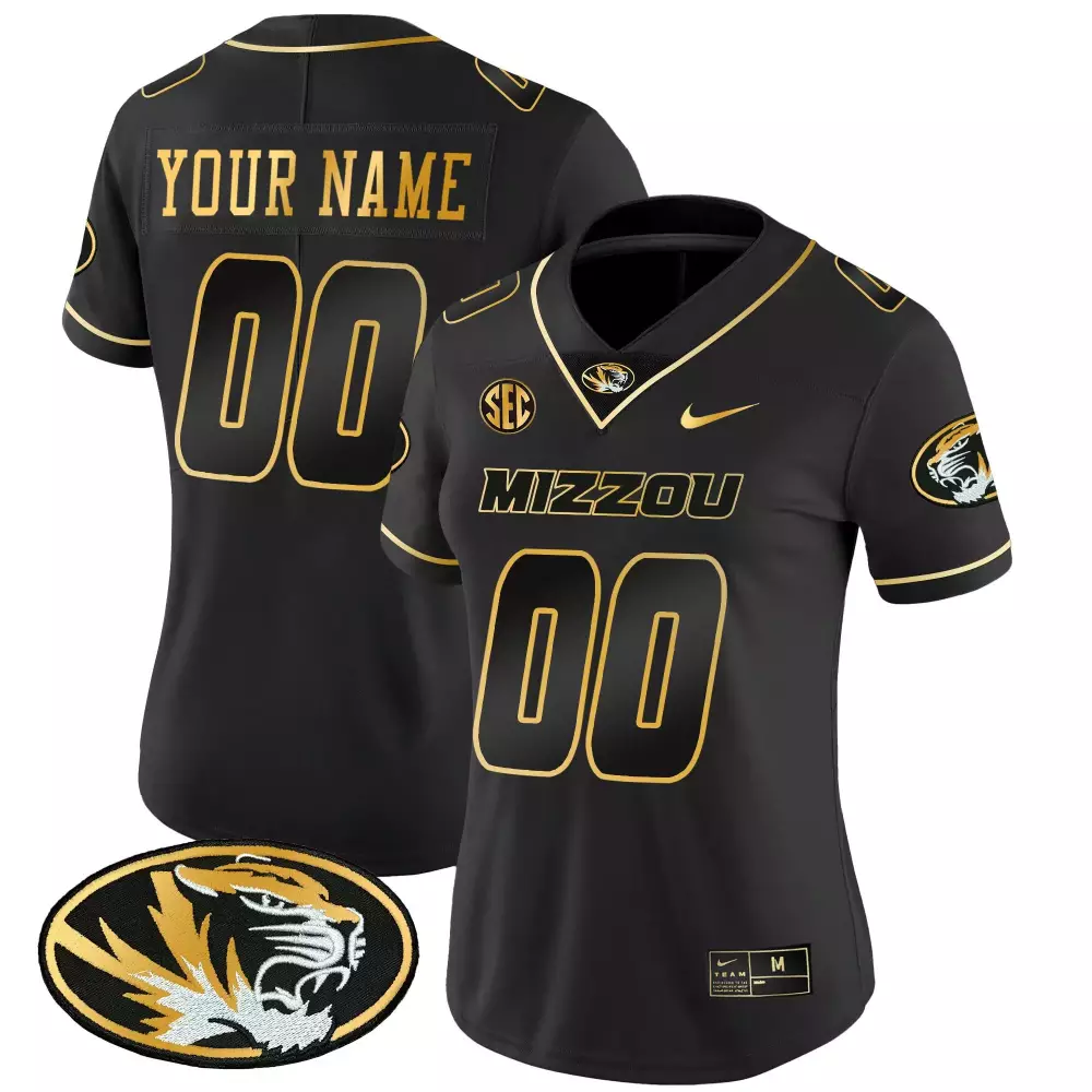 Custom Missouri Tigers Jersey Black Women Stitched Gold Vapor All