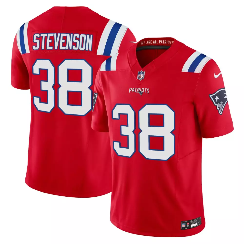 Rhamondre Stevenson 38 Jersey Red New England Patriots Men Stich Alternate White