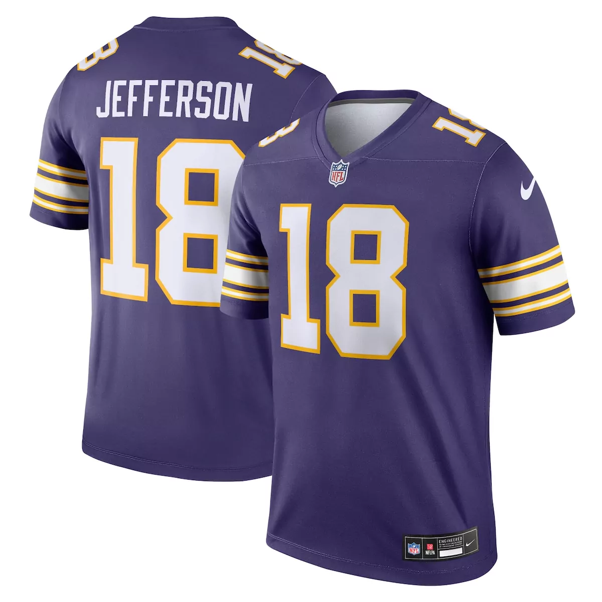 Justin Jefferson 18 Jersey Purple Minnesota Vikings Men Stitched White Gold