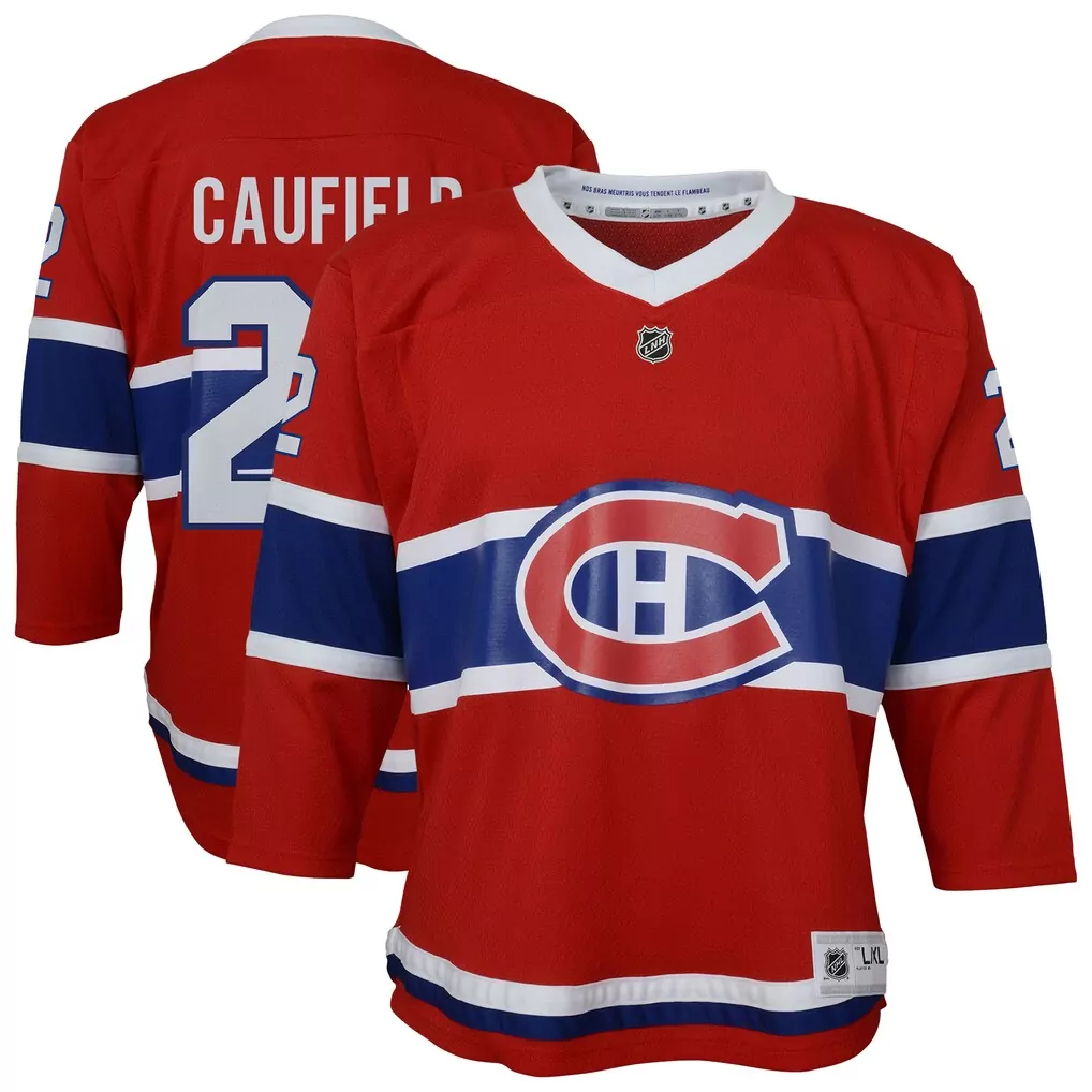Cole Caufield 22 Jersey Red Montreal Canadiens Men Authentic Blue White Home Replica