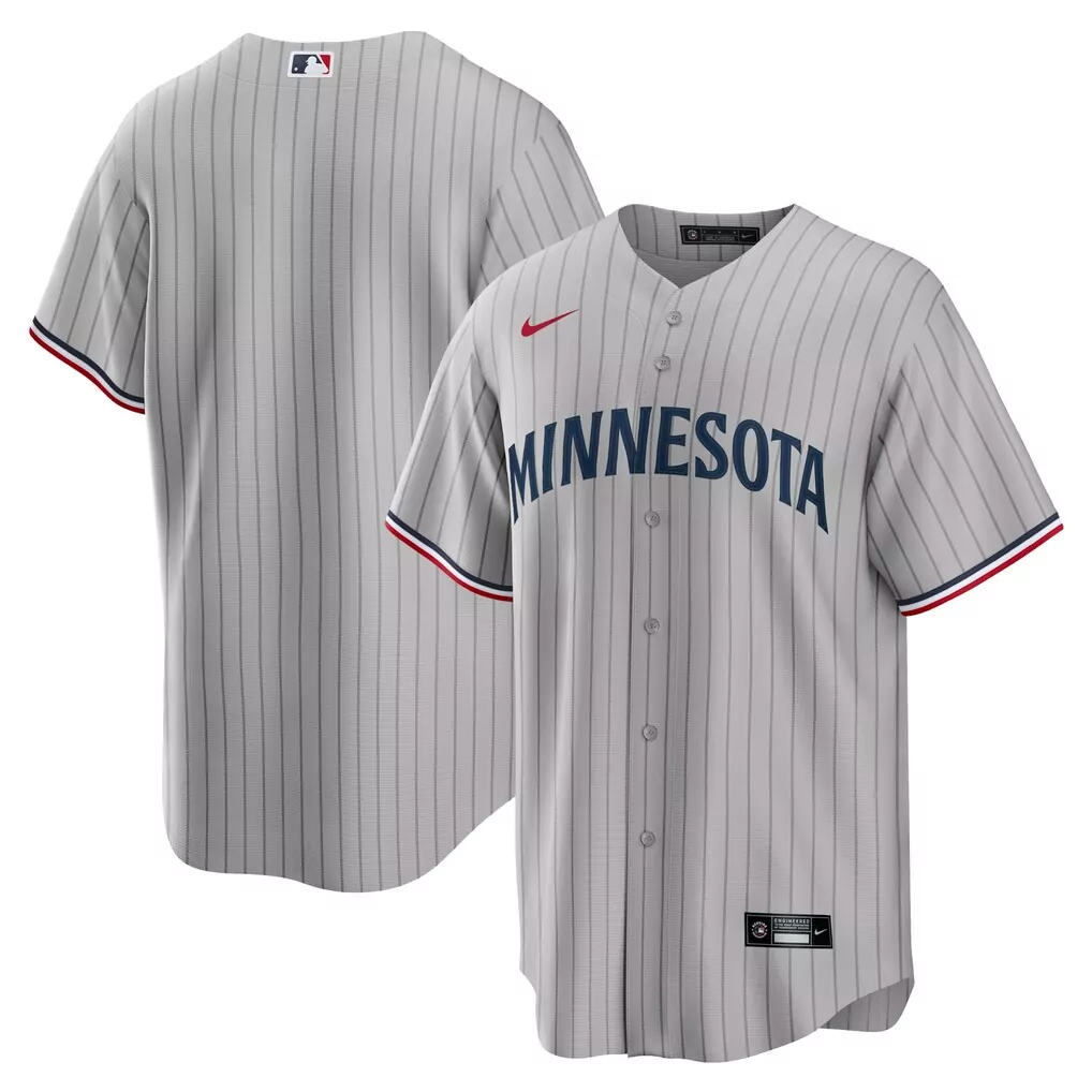 Custom Minnesota Twins Jersey Gray Men Authentic Navy Blue Red Replica