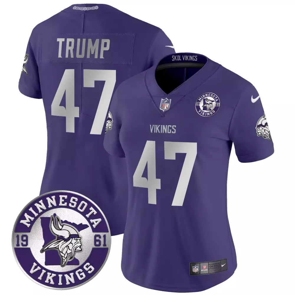 Donald Trump 47 Minnesota Vikings Jersey Purple Men Authentic White Vapor Limited