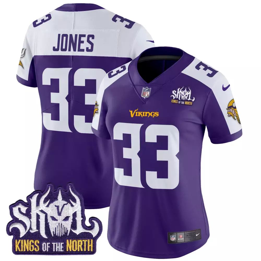 Aaron Jones 33 Minnesota Vikings Jersey Purple Kings Of The North Women Stitched