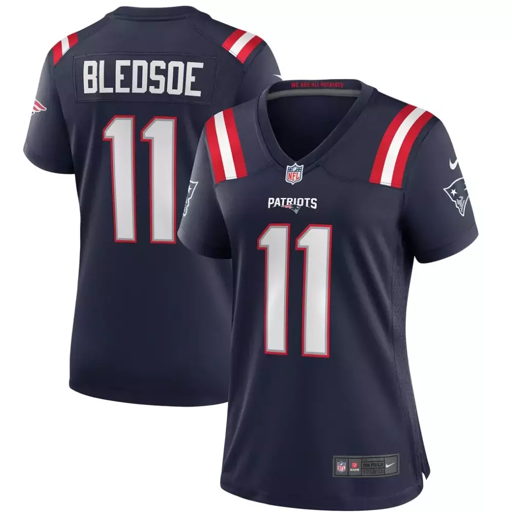 Drew Bledsoe 11 Jersey Navy Blue Null New England Patriots Women Red White Game Retired
