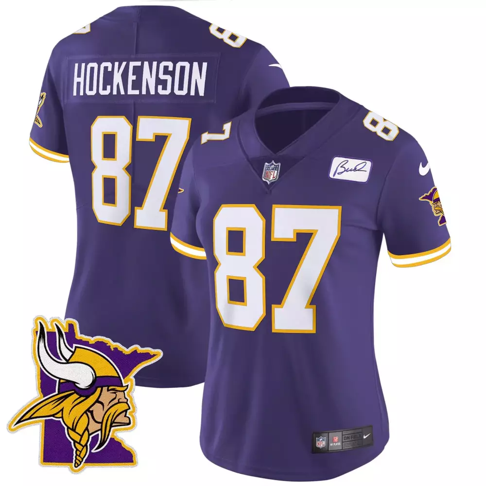 T.j. Hockenson 87 Jersey Purple Minnesota Vikings Women Stitched Gold White Classic
