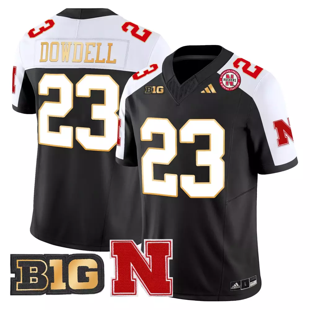 Dante Dowdell 23 Jersey Black Nebraska Cornhuskers Big Ten Men Authentic Alternate
