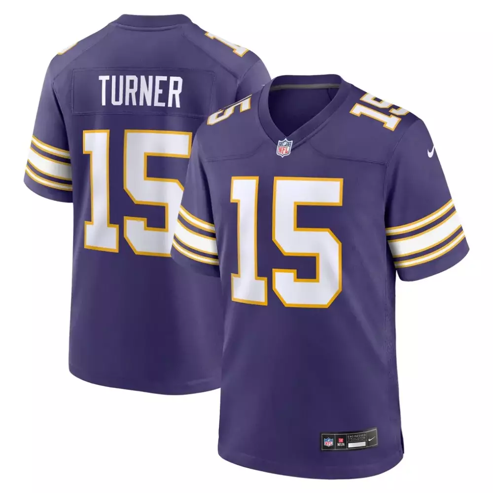 Dallas Turner 15 Jersey Purple Minnesota Vikings Men Stitched Gold White Alternate