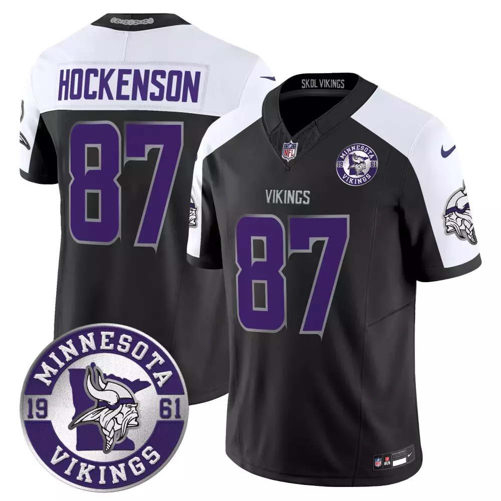 T.j. Hockenson 87 Jersey Black Gothic Sin City Minnesota Vikings Men Stitched Alternate
