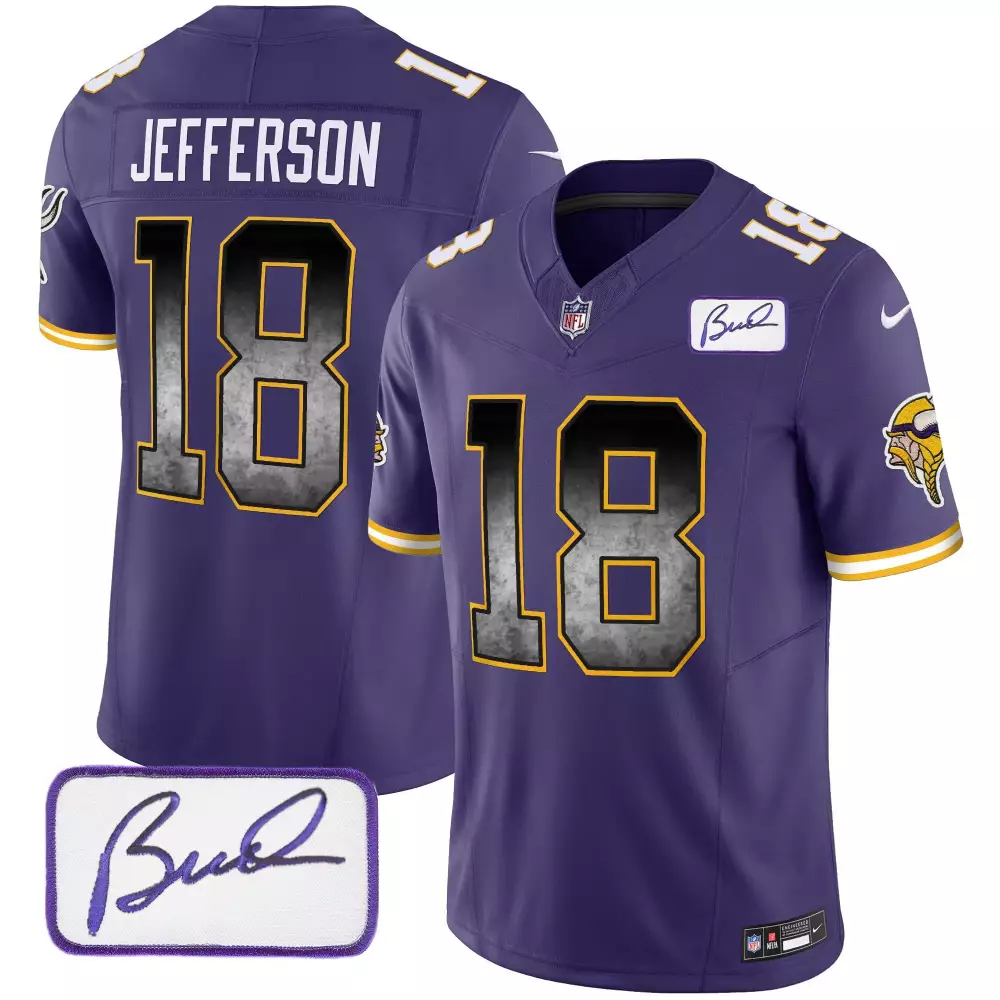 Justin Jefferson 18 Jersey Purple Minnesota Vikings Men Authentic White Gold Black