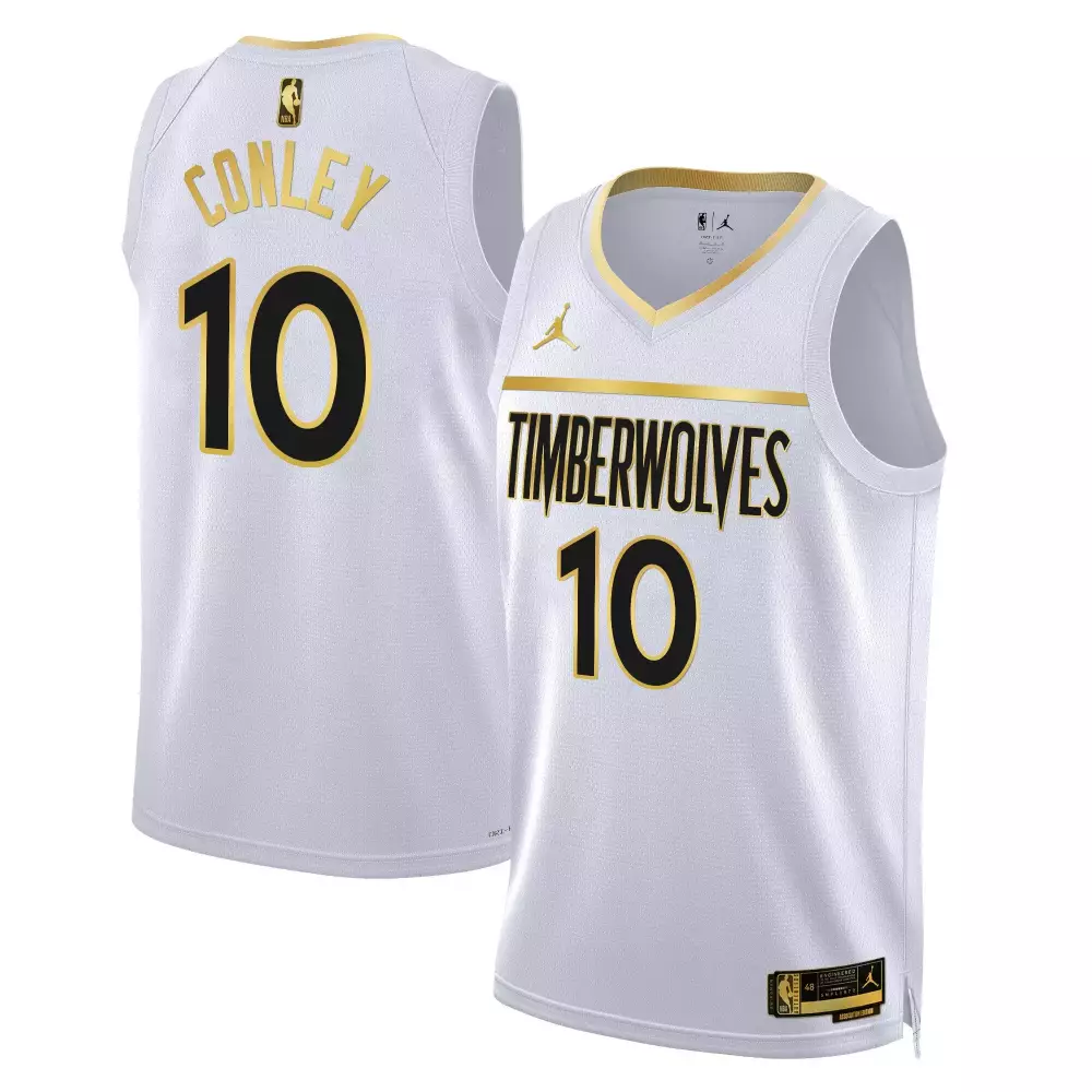 Mike Conley 10 Jersey White Gothic Minnesota Timberwolves Men Limited Alternate Gold