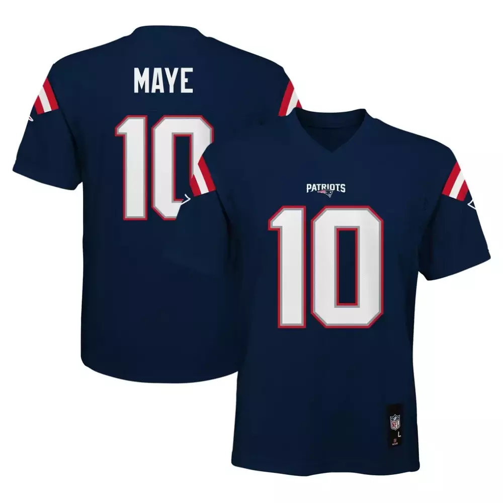 Drake Maye 10 Jersey Navy Blue New England Patriots Men Stitched White Red Replica