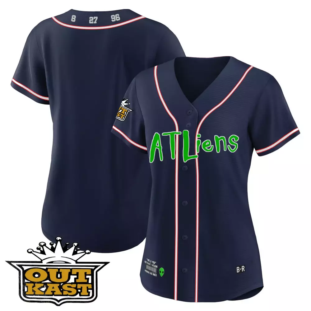 Custom Atlanta Jersey Navy Atlien Women Stitched Design Red White All Vapor