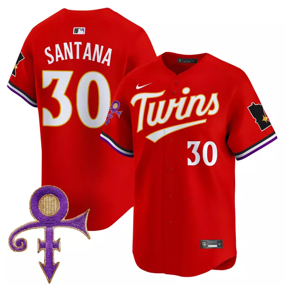 Carlos Santana 30 Minnesota Twins Jersey Red Prince Men Authentic Alternate Custom Design
