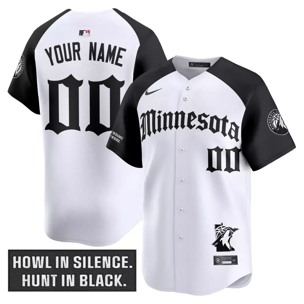 Custom Minnesota Timberwolves Jersey White Howl In Silence. Hunt Black. Men Authentic
