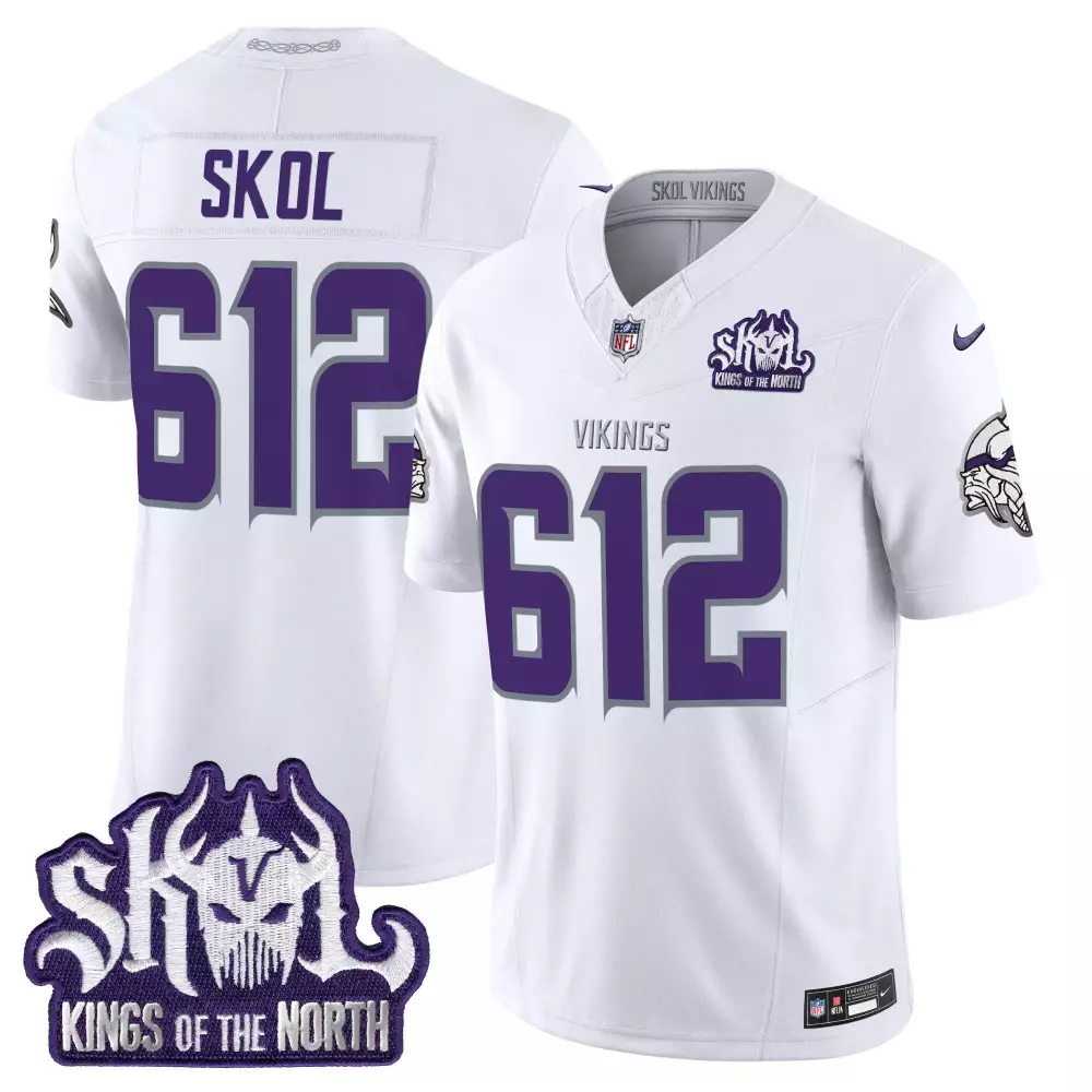 Skol Minnesota Vikings Jersey White Kings Of The North Men Authentic Alternate Purple