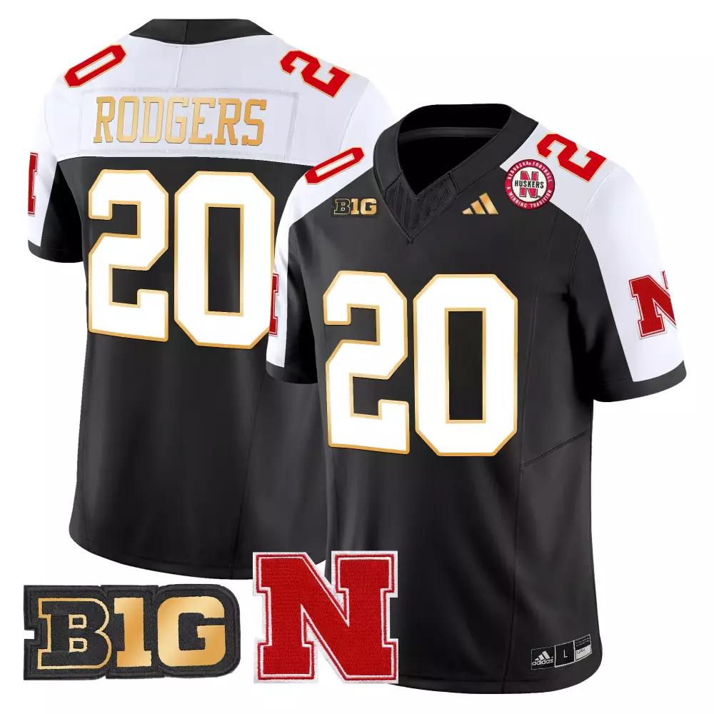Johnny Rodgers 20 Jersey Black Big Ten Conference Nebraska Cornhuskers Football Winning Tradition