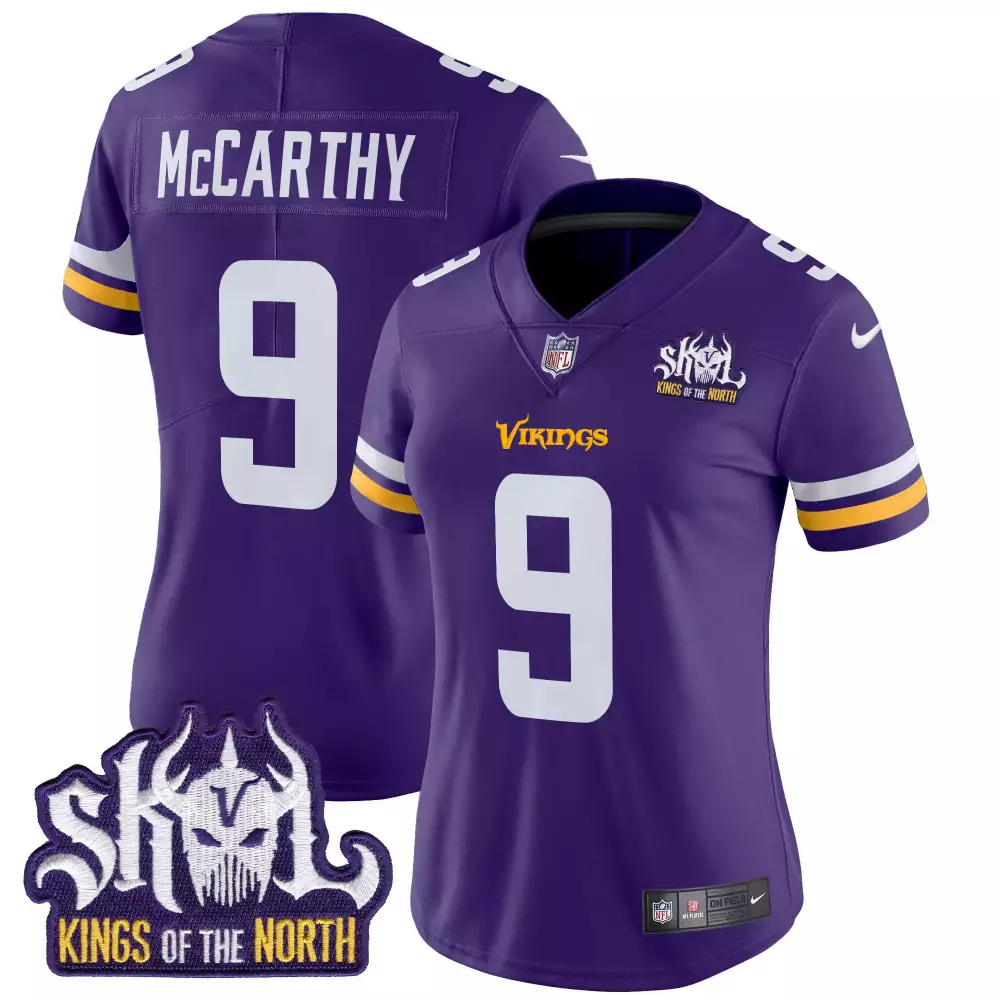 Jj Mccarthy 9 Minnesota Vikings Jersey Purple Skol Kings Of The North Women Stitched