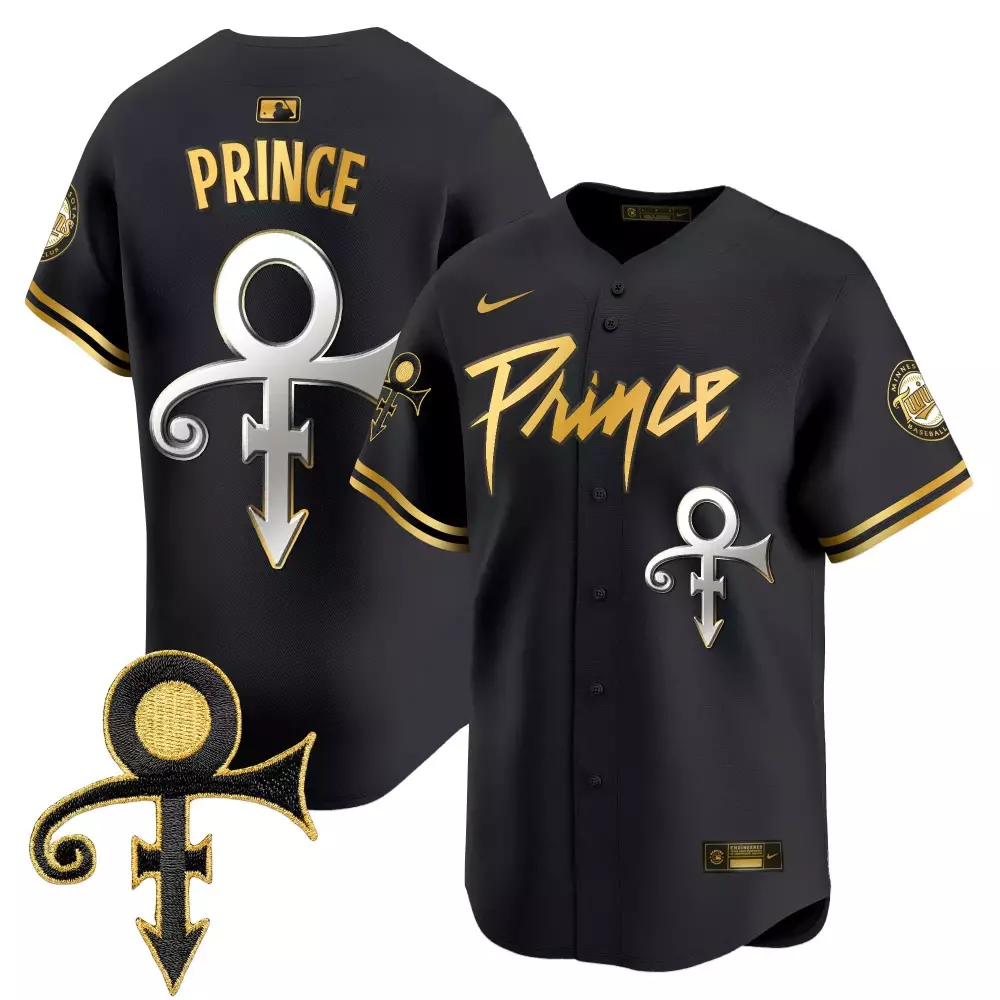 Prince Minnesota Twins Jersey Black Baseball Men Authentic Gold Stitched Vapor Limited