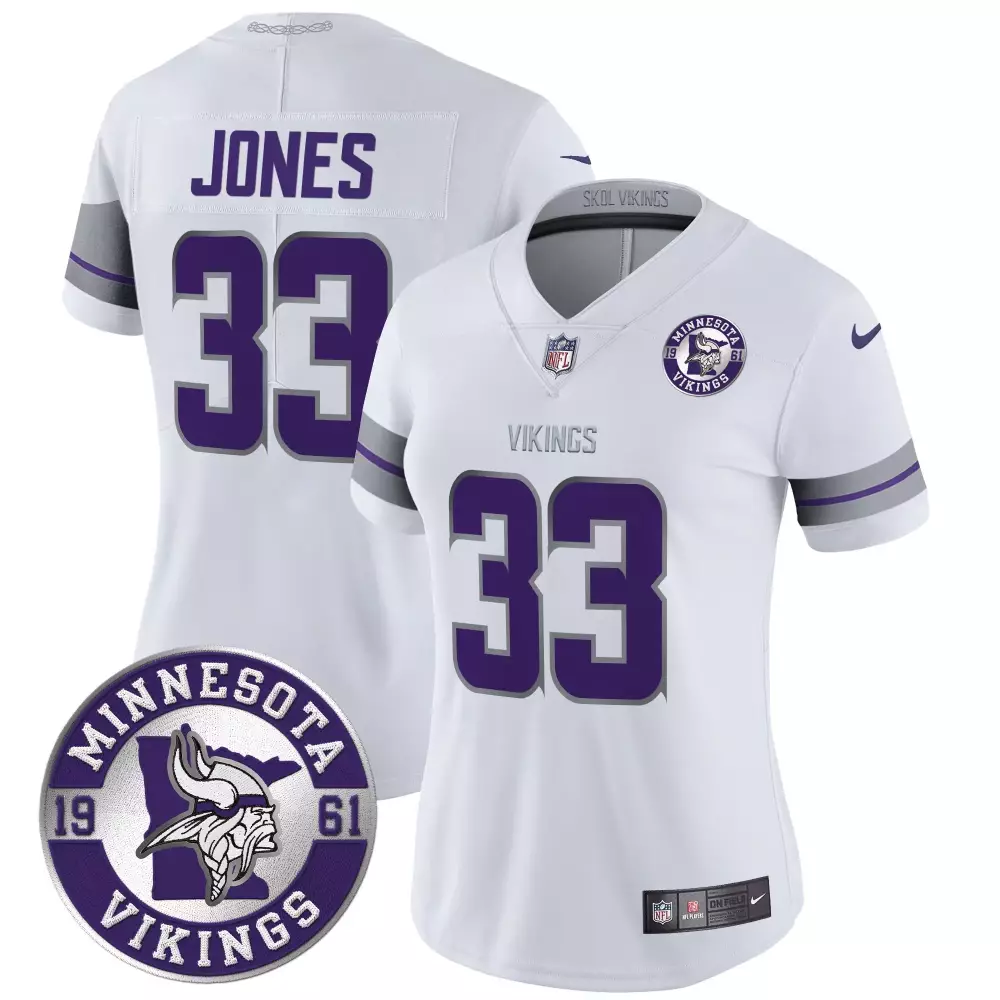 Aaron Jones 33 Minnesota Vikings Jersey White 1961 Women Stitched Alternate Purple