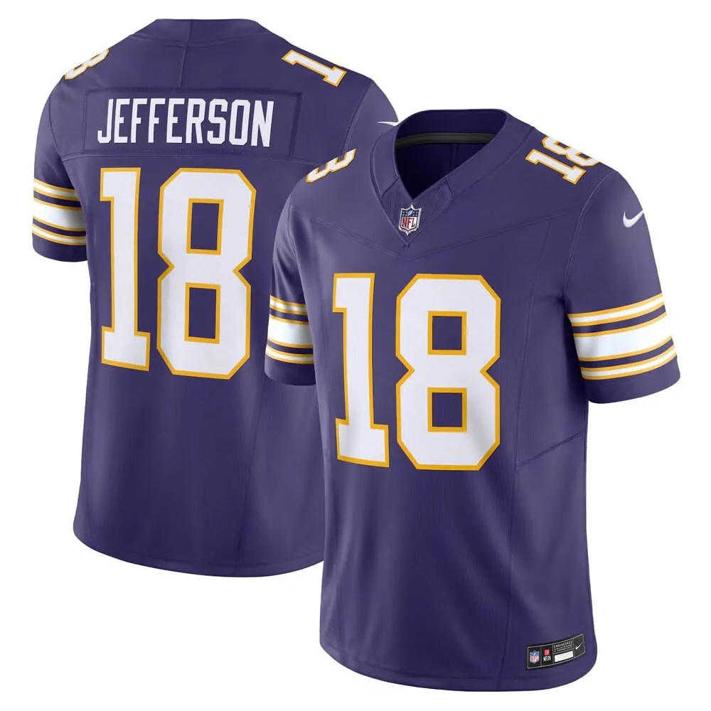 Justin Jefferson 18 Jersey Purple Minnesota Vikings Men Authentic White Gold Limited