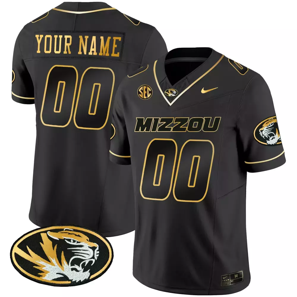 Custom Missouri Tigers Jersey Black Men Replica Gold Vapor All Stitched