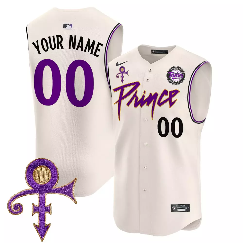 Custom Minnesota Twins Jersey Cream Prince Stitched Design Purple Gold Vapor Embroidered