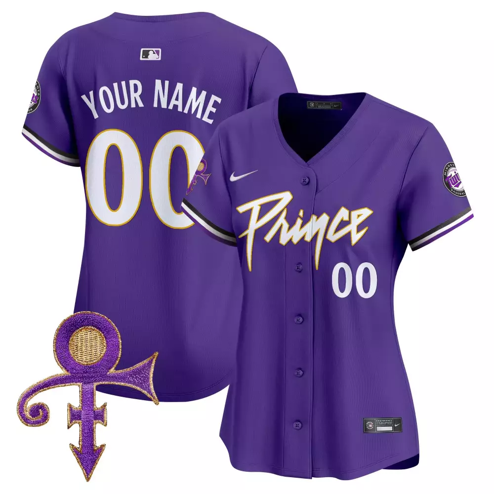 Custom Prince Jersey Purple Symbol Women Stitched White Black Gold Vapor Premier