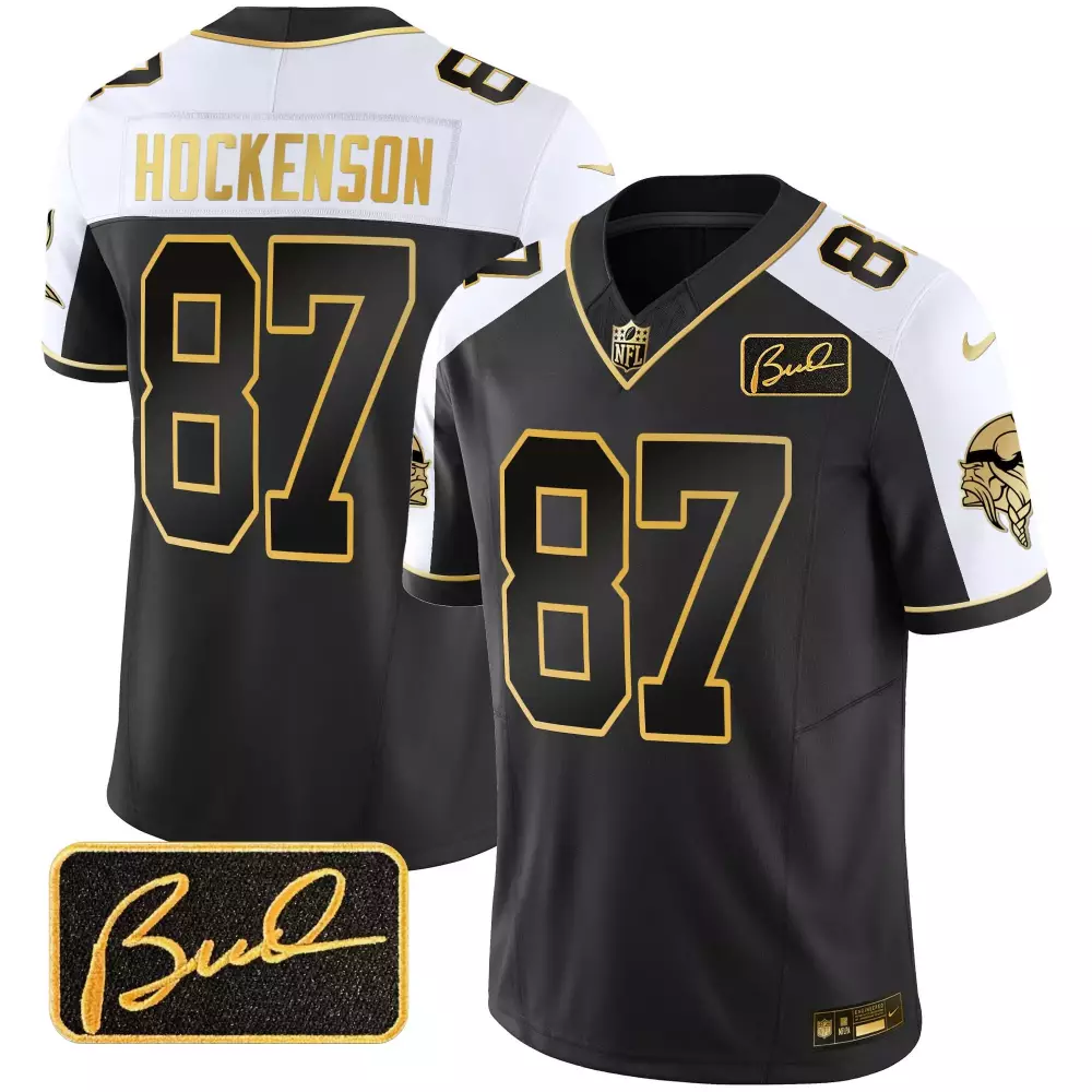 T.j. Hockenson 87 Jersey Black Minnesota Vikings Men Authentic Alternate White Gold