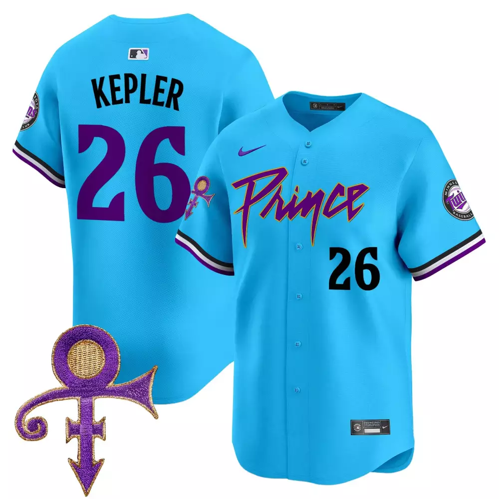 Kepler Prince 26 Minnesota Twins Jersey Light Blue Men Authentic Purple Black White