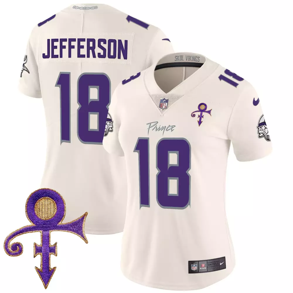 Justin Jefferson 18 Jersey White Prince Tribute Minnesota Vikings Prince's Symbol