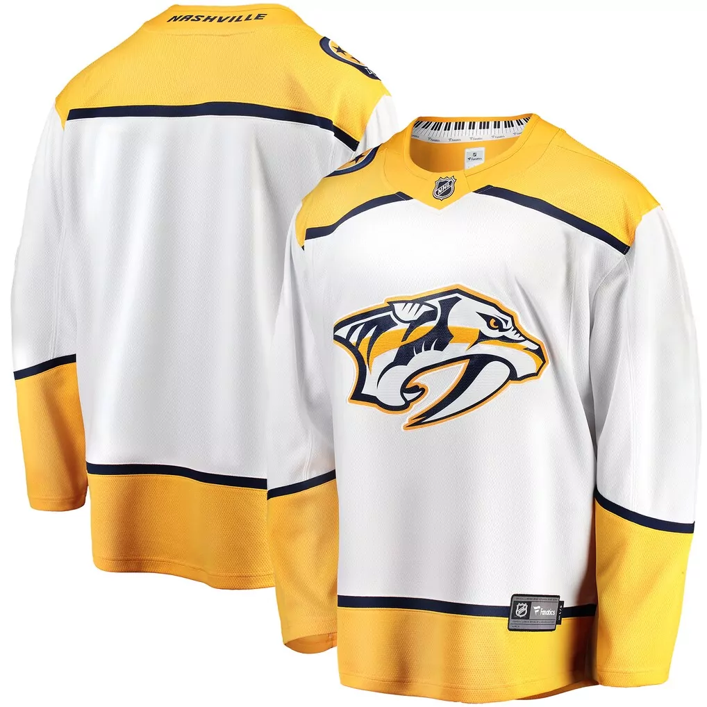 Custom Nashville Predators Jersey White Men Replica Alternate Yellow Navy Blue Breakaway