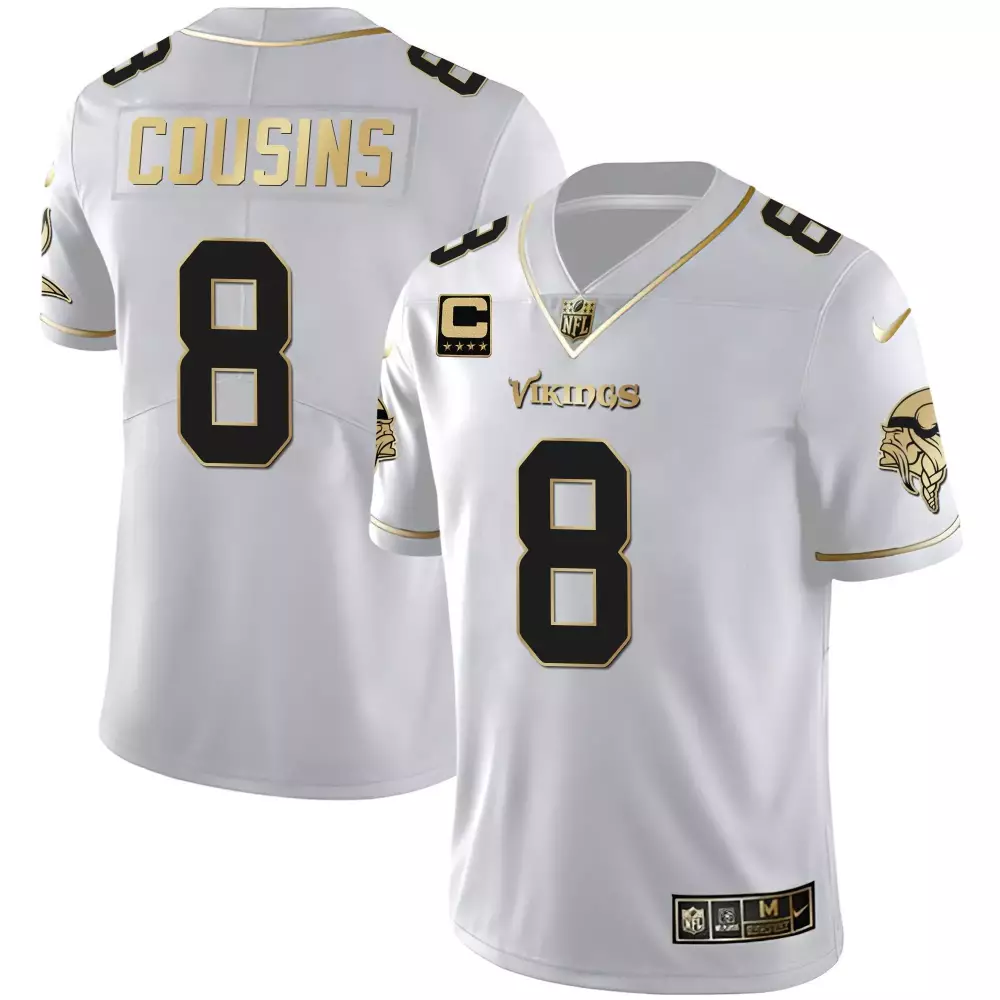 Kirk Cousins 8 Minnesota Vikings Jersey White Men Stitched Alternate Gold Black All