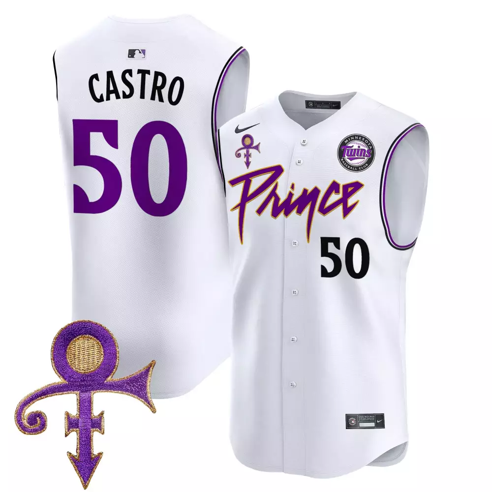 Castro Prince 50 Minnesota Twins Jersey White Men Stitched Purple Black All Vapor