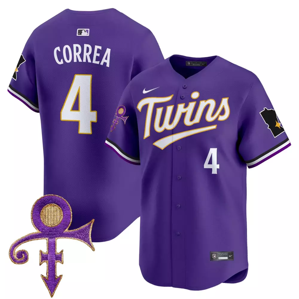Carlos Correa 4 Minnesota Twins Jersey Purple Prince Tribute Symbol Men Authentic