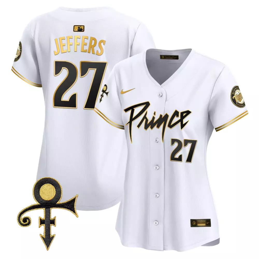 Ryan Jeffers 27 Minnesota Twins Jersey White Prince Symbol Women Authentic Gold Vapor