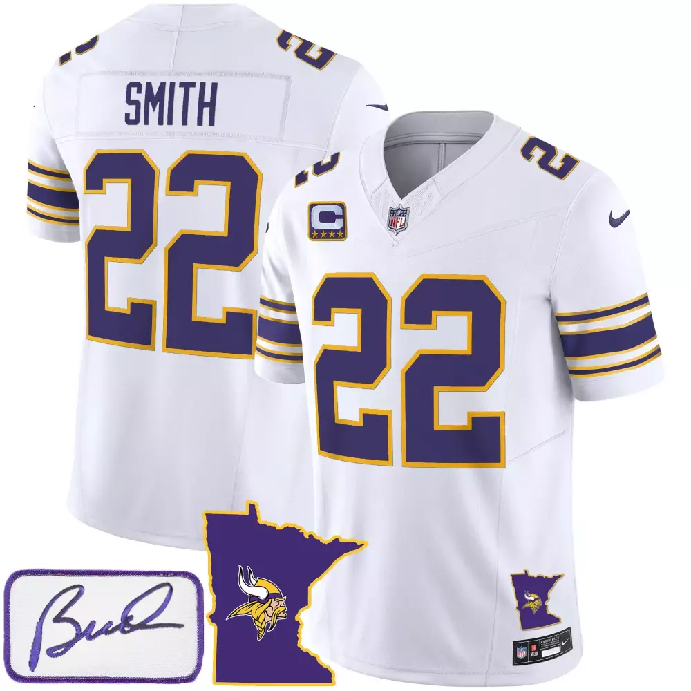 Harrison Smith 22 Jersey White Minnesota Vikings Men Stitched Alternate Purple Gold